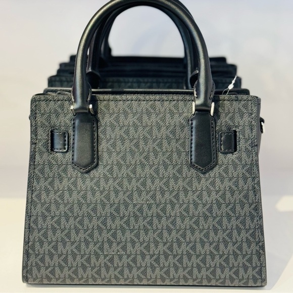 Michael Kors Hamilton Small Signature Logo Satchel Black Signature - Picture 7 of 9